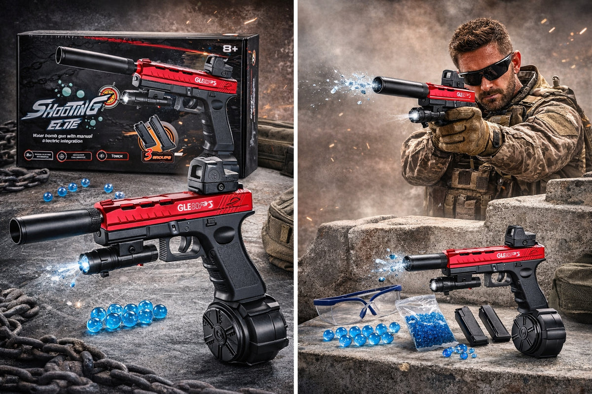 GEL BALL GUN GLOCK AUTOMATIC SUPER STRONG RIFLE + 15 THOUSAND BALLS Packaging status original
