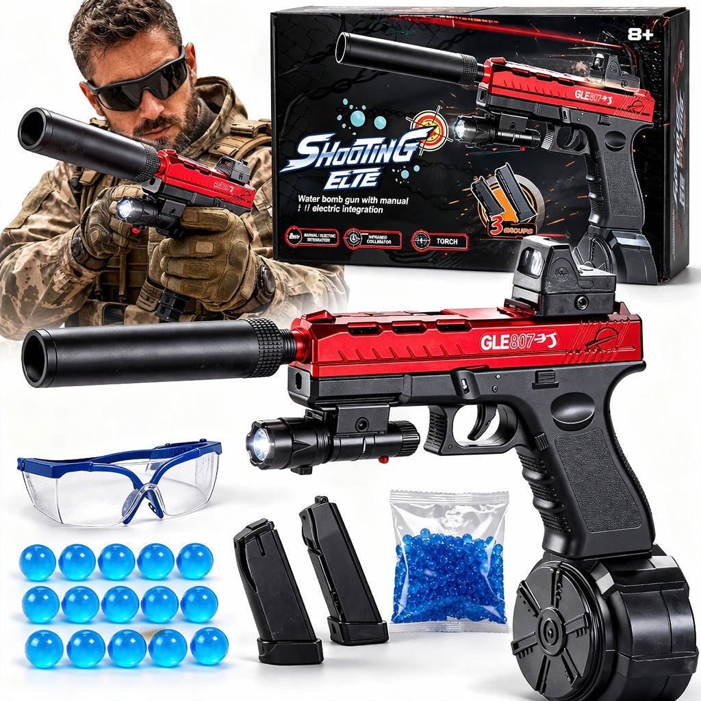 GEL BALL GUN GLOCK AUTOMATIC SUPER STRONG RIFLE + 15 THOUSAND BALLS