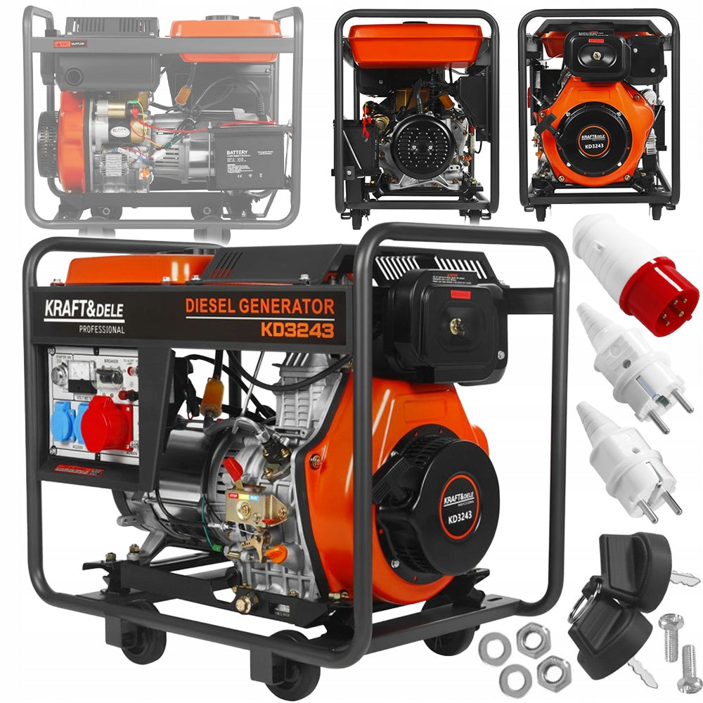 GENERATOR 3-PHASE 7kW/7000W DIESEL 230V/400V