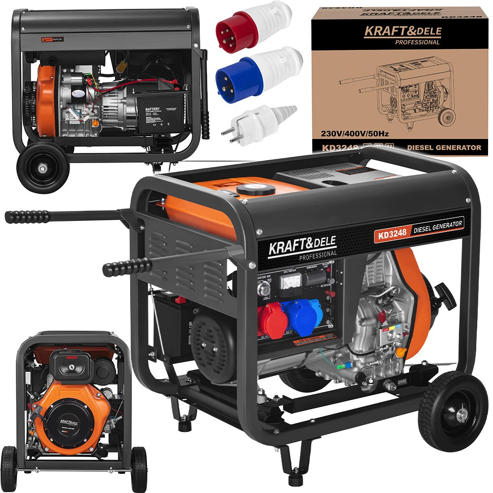 GENERATOR SET 3PHASE GENERATOR 7000W DIESEL 7KW 230V/400V COPPER