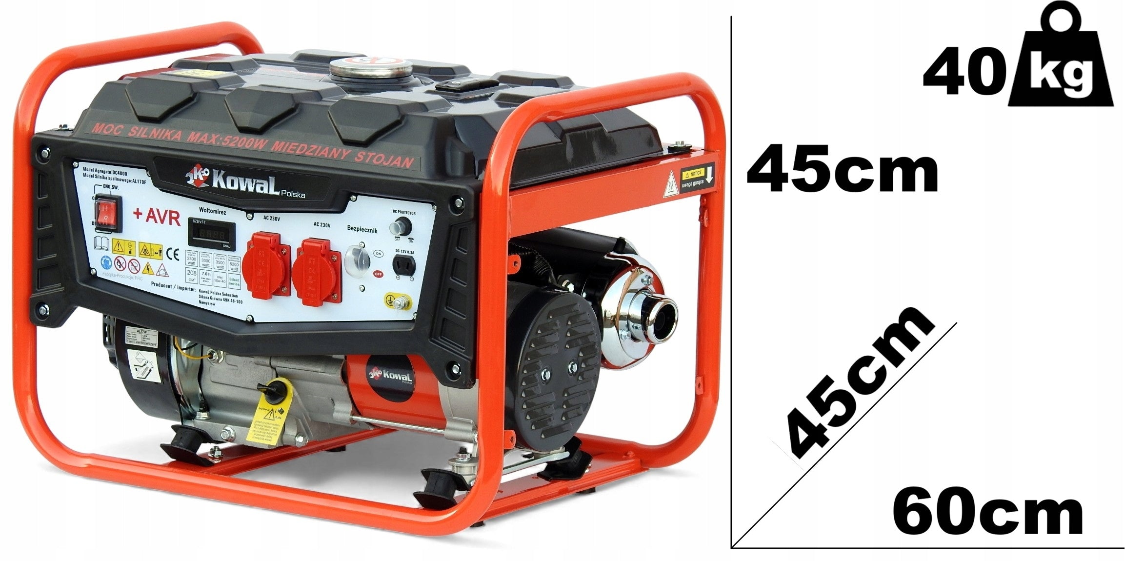 GENERATOR SET 5,2kW COPPER STATOR blacksmith AVR+ HOUR COUNTER Manufacturer code KowaL A1 PRO