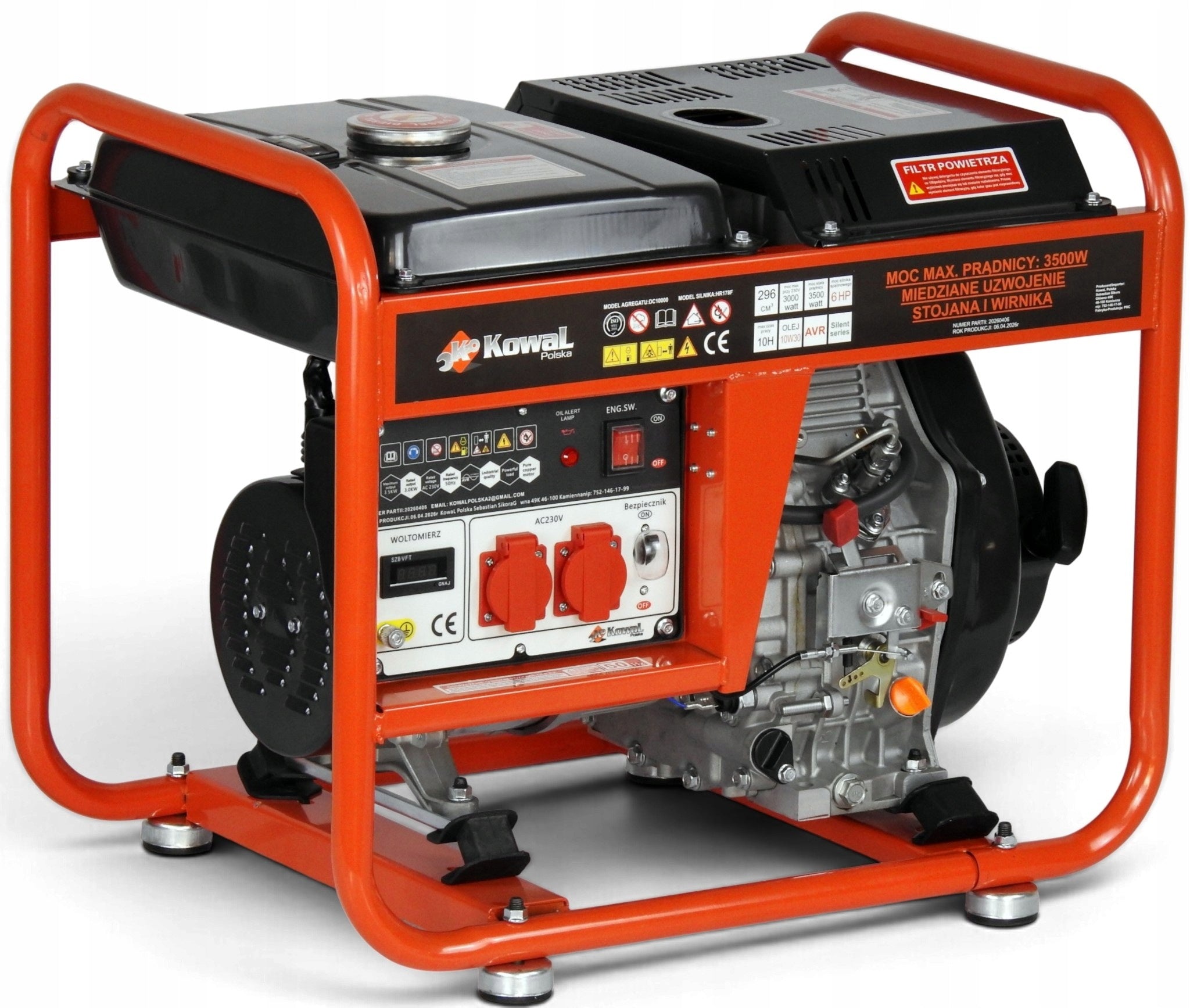 GENERATOR SET DIESEL 4KW blacksmith COPPER stator + rotor generator AVR+ Manufacturer code KowaL A28 PRO
