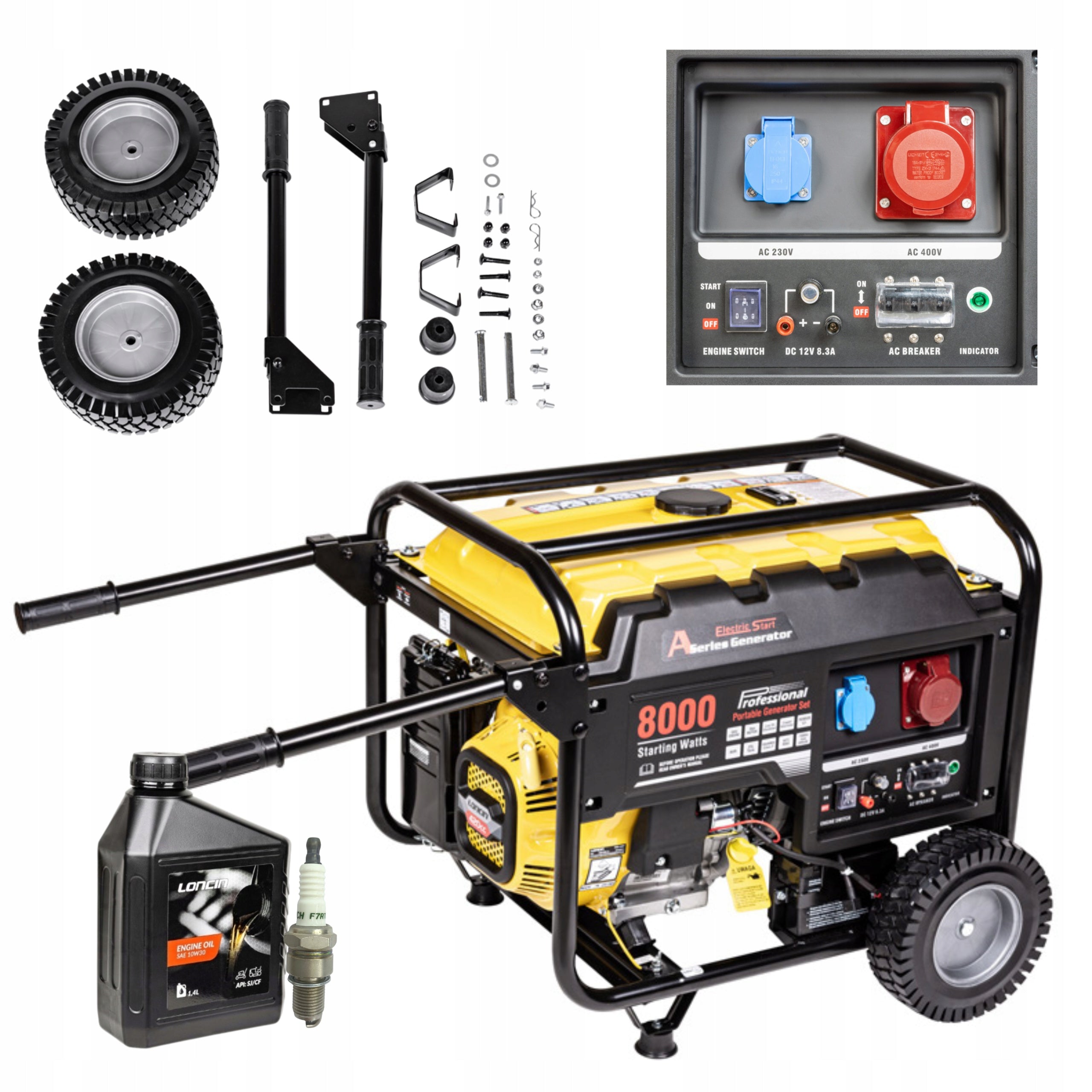 GENERATOR SET LONCIN LC8000D-AS 6,5kW 3 PHASES 400V 420CM3 + FREEBIES