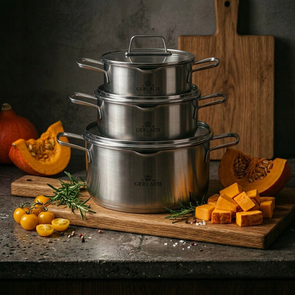 GERLACH AMBIENTE Set of pots with lids 6 el. / stainless steel Manufacturer code 983K6