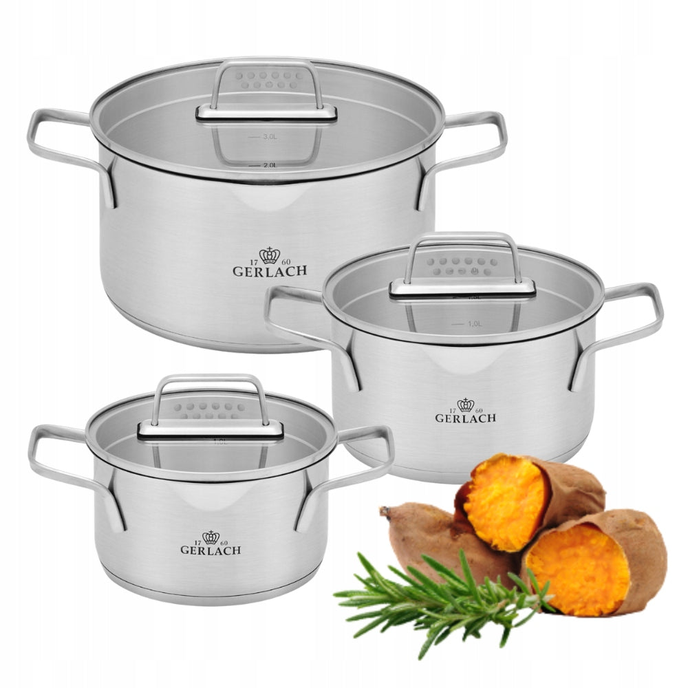 GERLACH AMBIENTE Set of pots with lids 6 el. / stainless steel