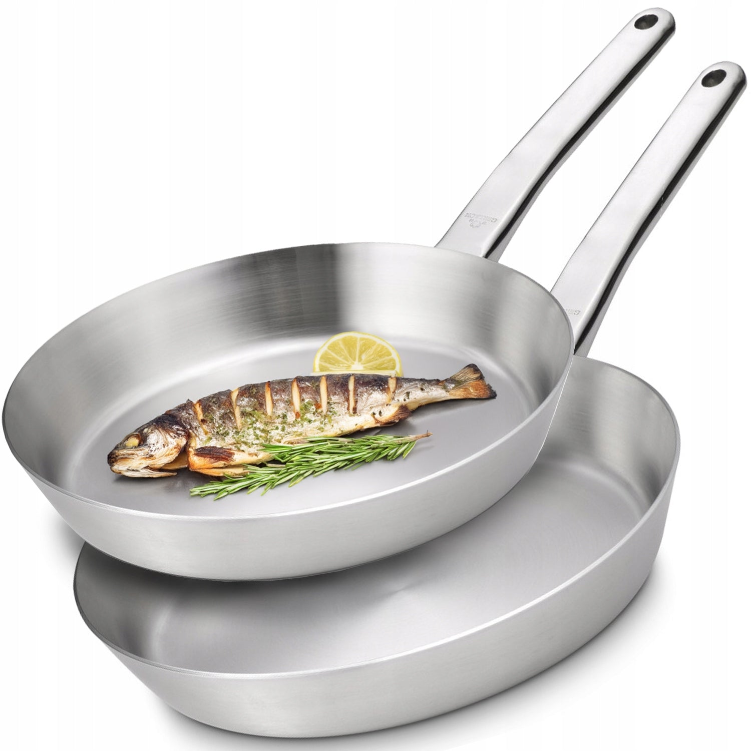GERLACH SET OF 2 PANS PAN WHOLE STEEL INDUCTION GAS PRESTIGE 24/28cm