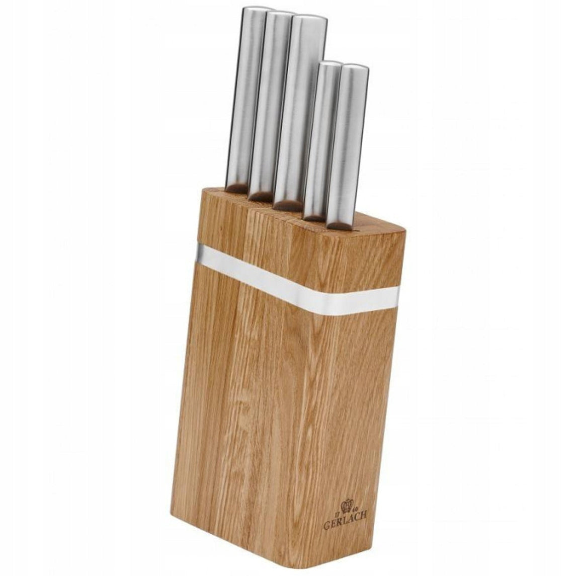GERLACH SET OF 5 KITCHEN KNIVES VEGETABLES MEAT WOODEN BLOCK AMBIENTE OAK Manufacturer code NK983