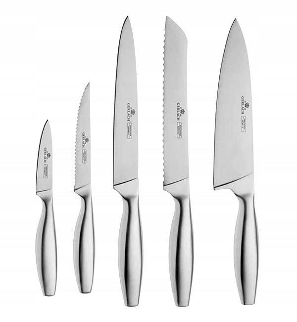 GERLACH SET OF 5 SHARP STEEL KNIVES BOSS IN WOODEN BLOCK FINE Manufacturer code FINE KOMPLET NOŻY KUCHENNYCH OSTRYCH W BLOKU