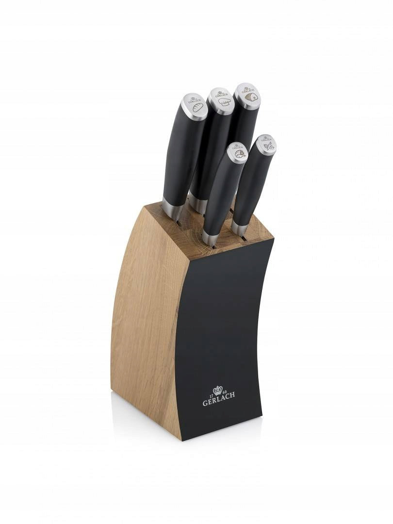 GERLACH SET OF KNIVES KITCHEN KNIFE IN BLOCK FOR BREAD BOSS DECO BLACK Manufacturer code 991AB