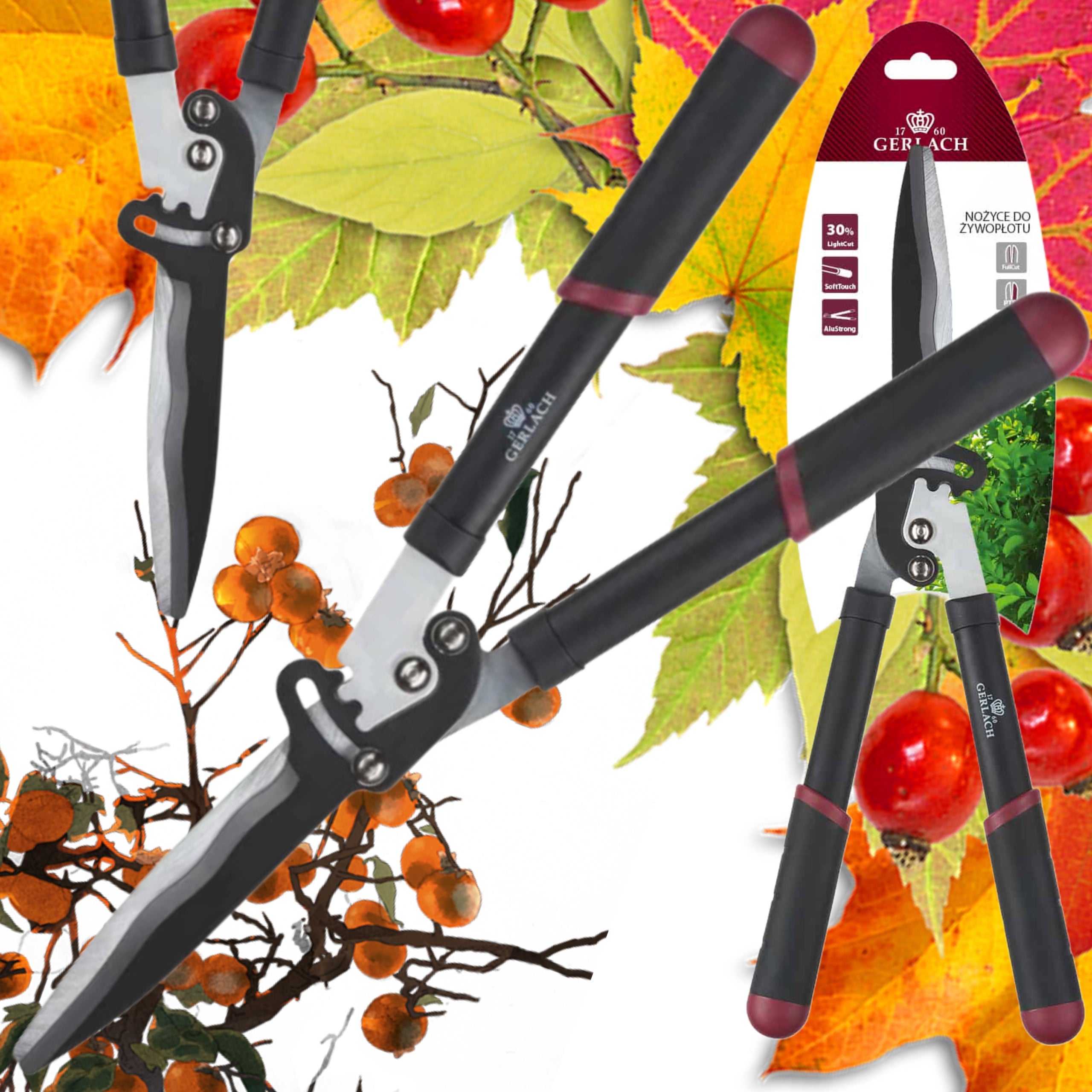 GERLACH TWO-HANDED HEDGE TRIMMER LONG PRUNING SHEAR GARDEN SHARP