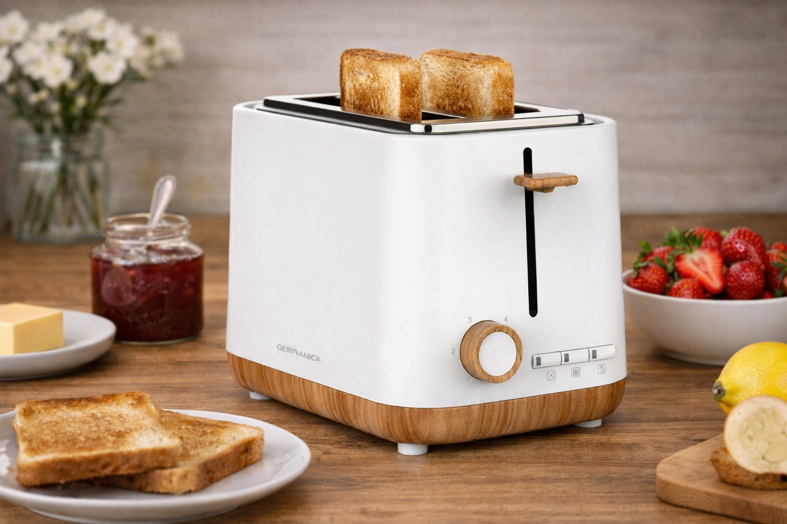 GERMANICA toaster with 6 degrees of toasting! Bake, Thaw and Reheat! Manufacturer code AGL3530087