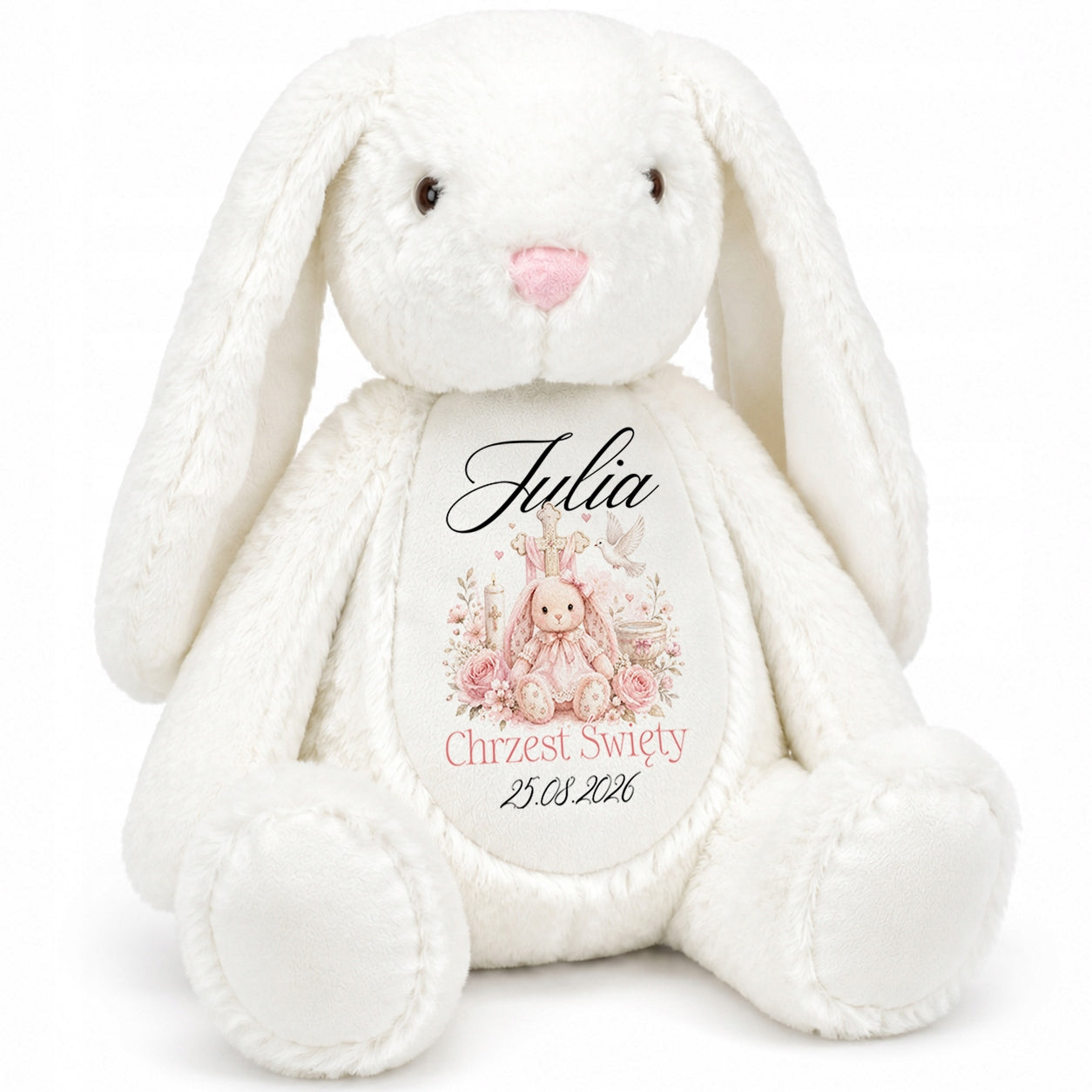 GIFT FOR BOY CHILD'S DAY RABBIT STUFFED ANIMAL BAPTISM CHRISTMAS DATE NAME