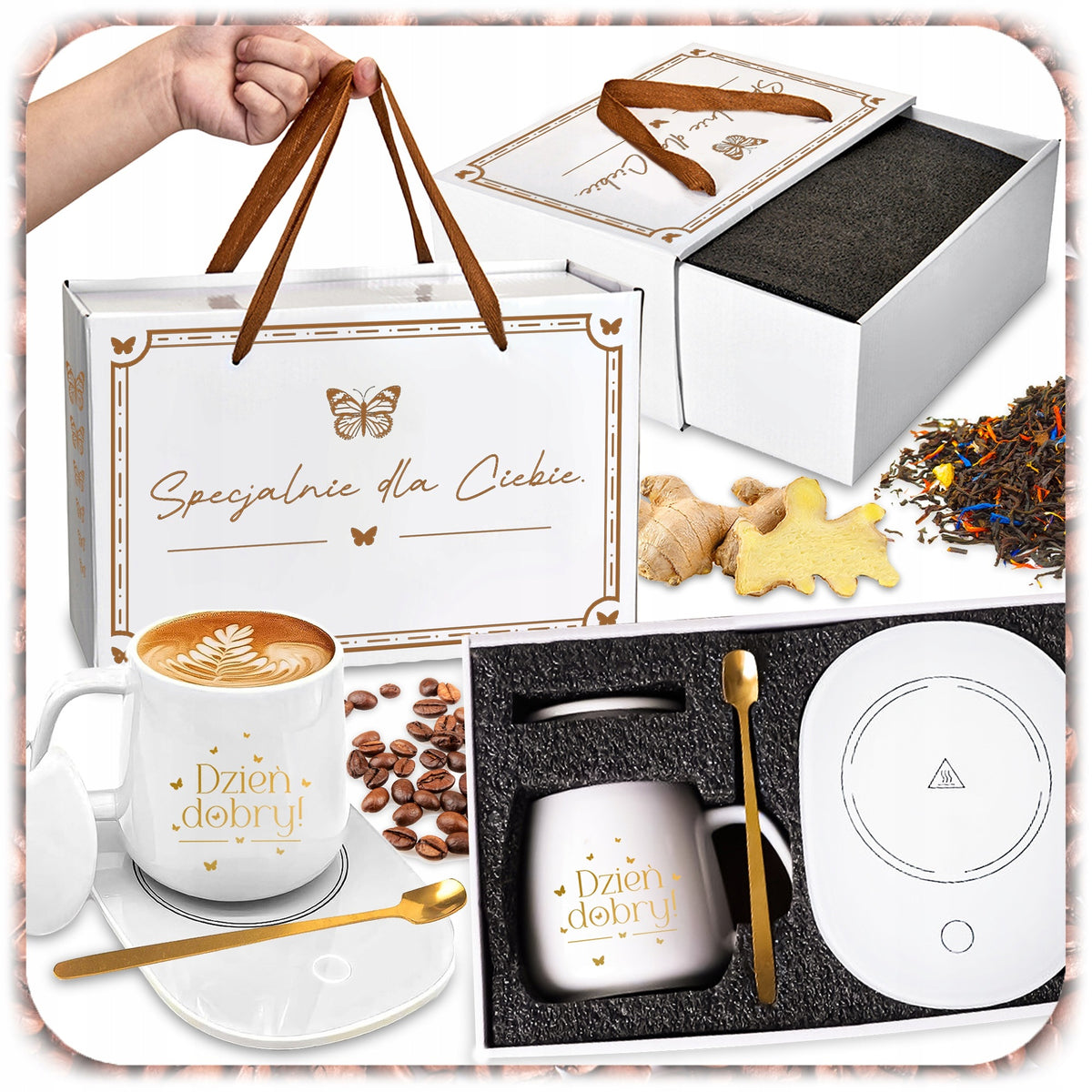 GIFT SET HEATER CABLE CUP LID TEASPOON Packaging status original
