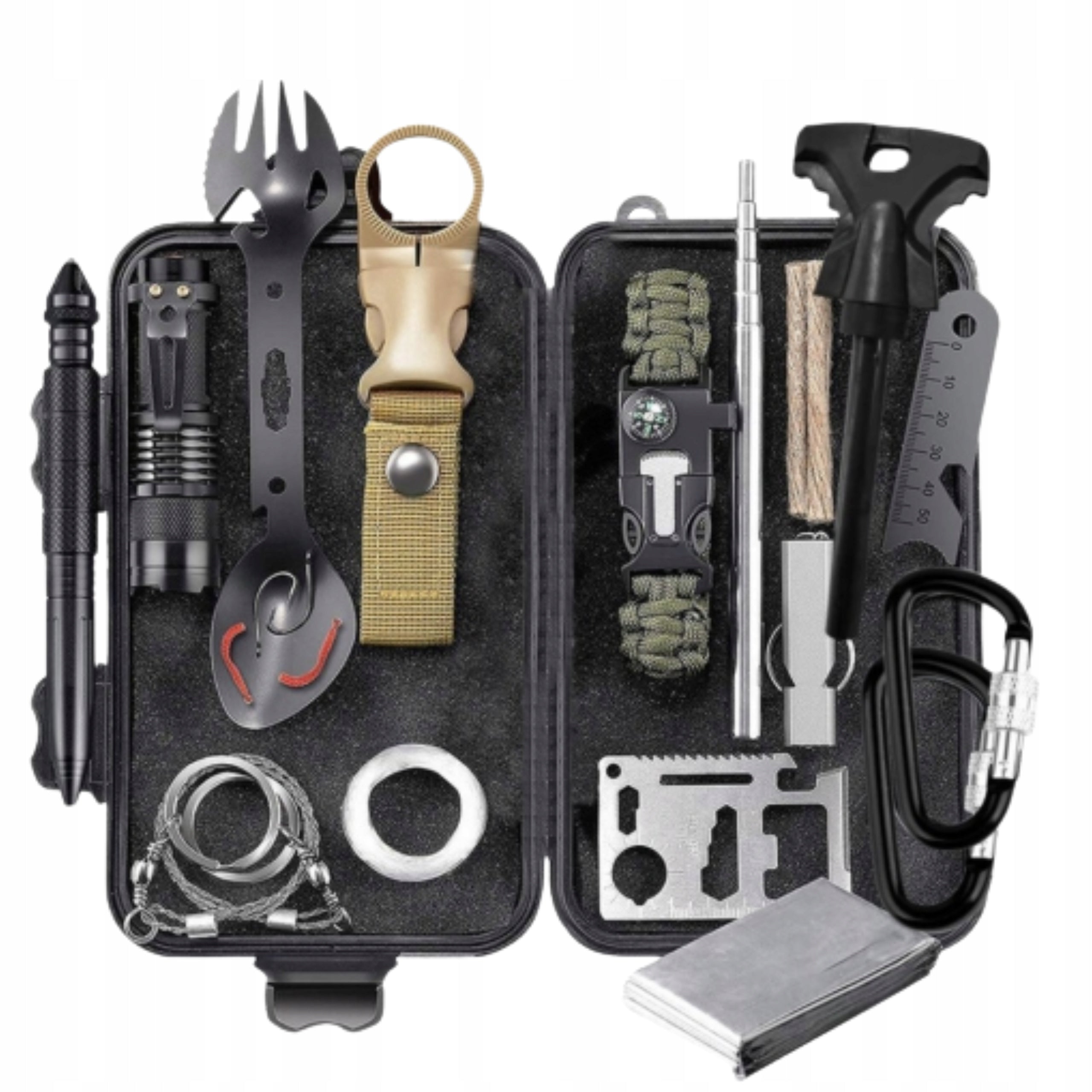 GIFT SURVIVAL CAMPING SURVIVAL KIT MILITARY MULTITOOL + NAME Brand Matisto