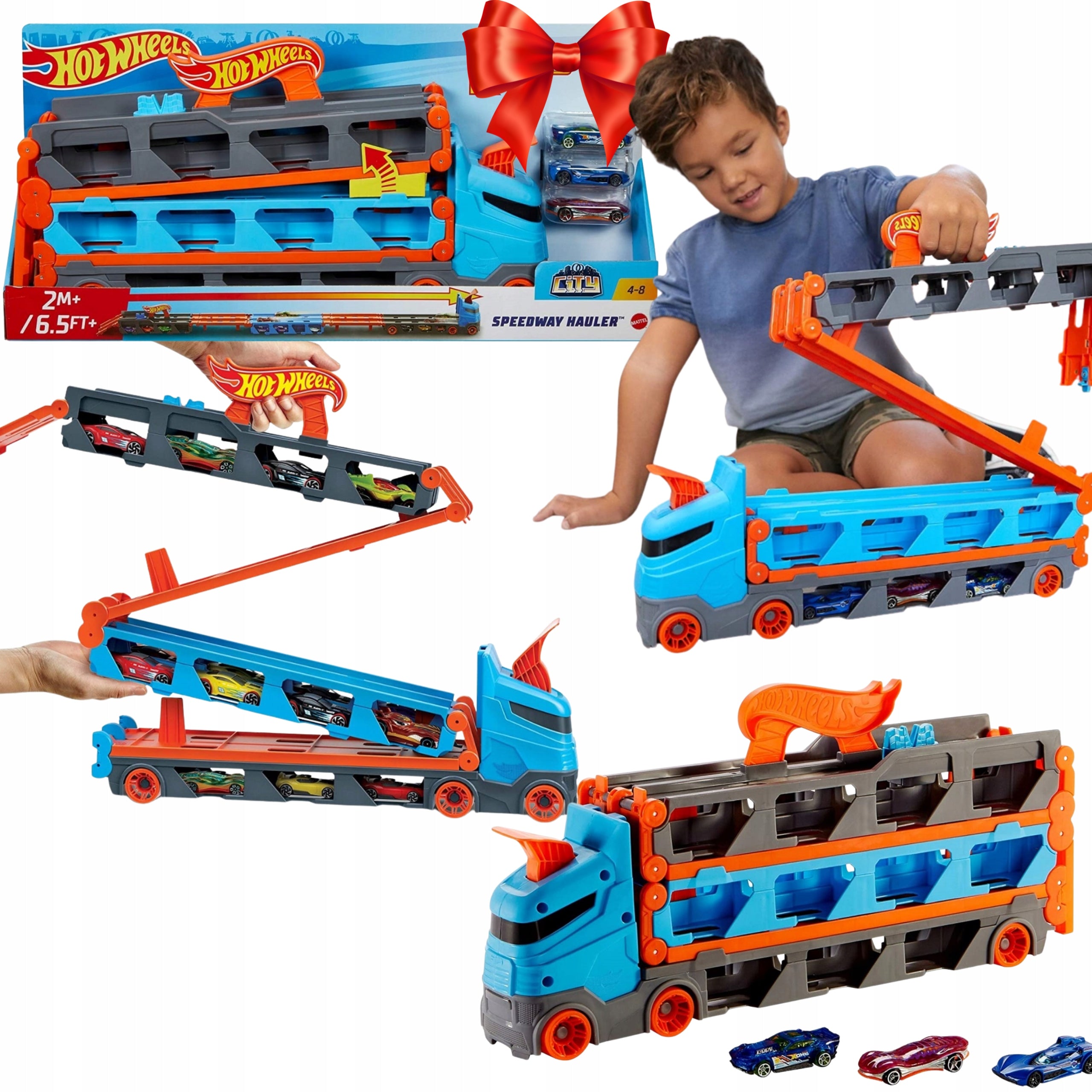 GIFT Truck Hot Wheels Transporter Super Race +CARS+FREEBIES