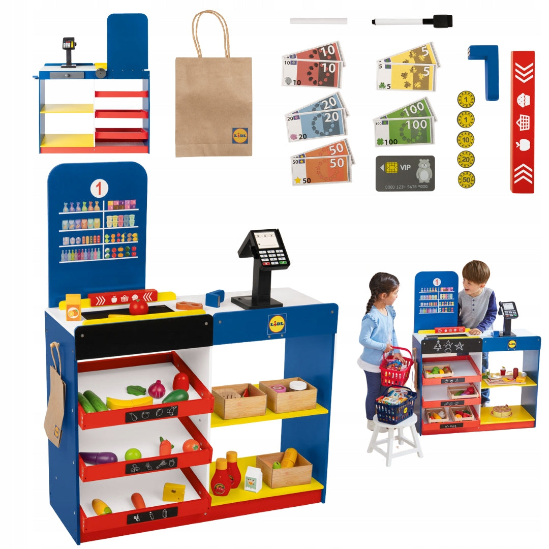 GIFT WOODEN LIDL SHOP WITH CASH REGISTER AND ACCESSORIES FOR CHILDREN PLAYTIVE Manufacturer code HG07614