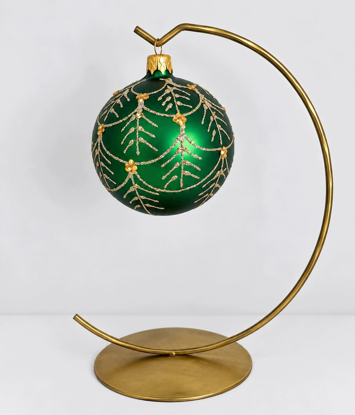 GLASS CHRISTMAS TREE BAUBLES DARK DEEP HERB RICHLY DECORATED 8CM 6PCS Packaging status original