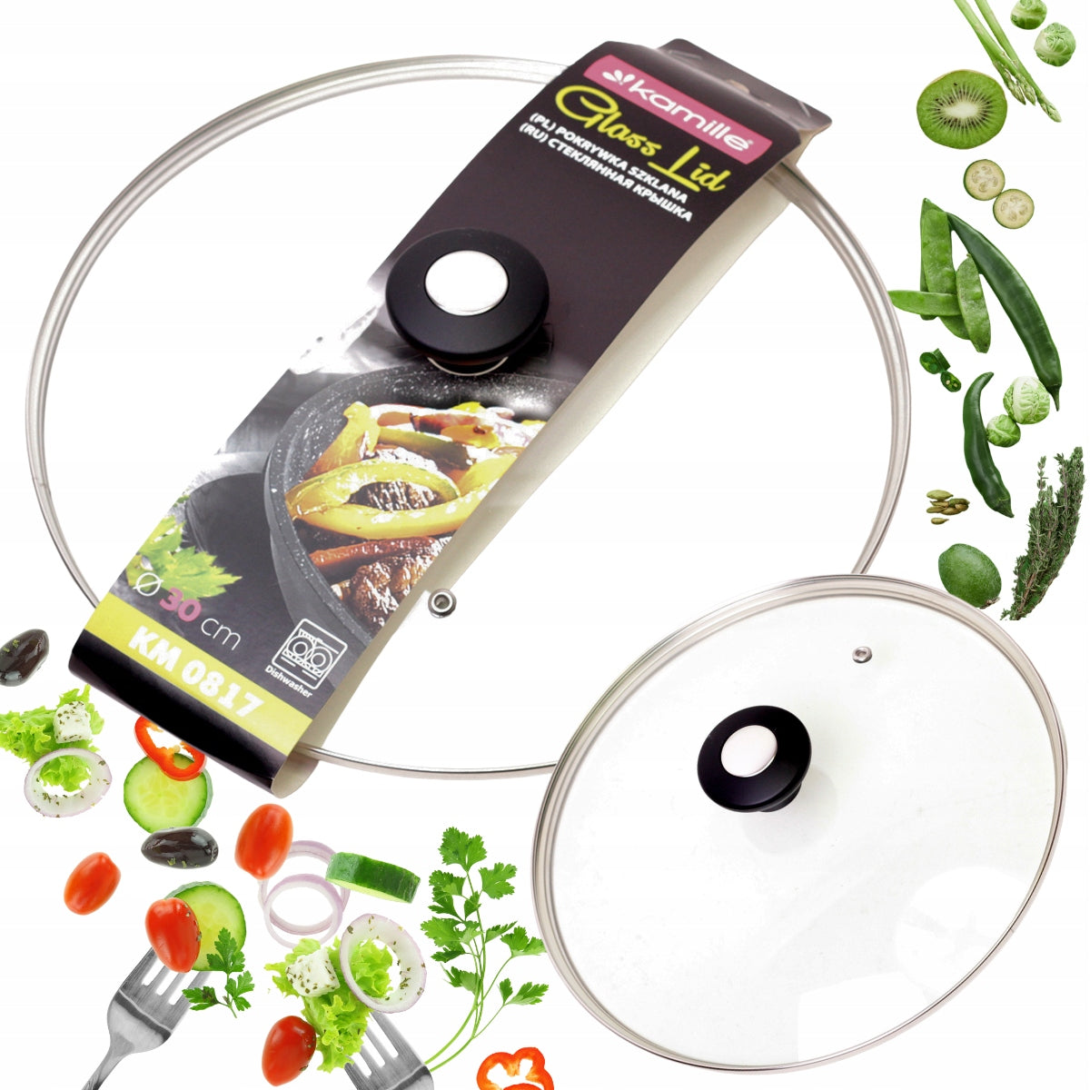 GLASS LID COVER FOR PAN UNIVERSAL POT 30 cm KAMILLE