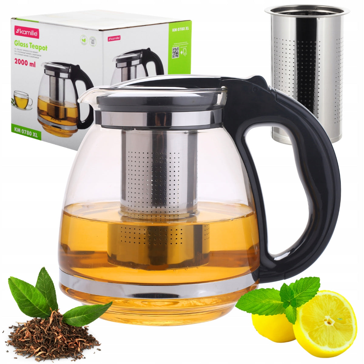 GLASS TEA INFUSER HERBS JUG 2,0 L KAMILLE