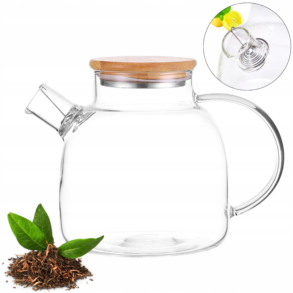 GLASS TEA POT HERBS INFUSER WITH SPRING LID 1,2l KAMILLE EAN (GTIN) 5904734064084