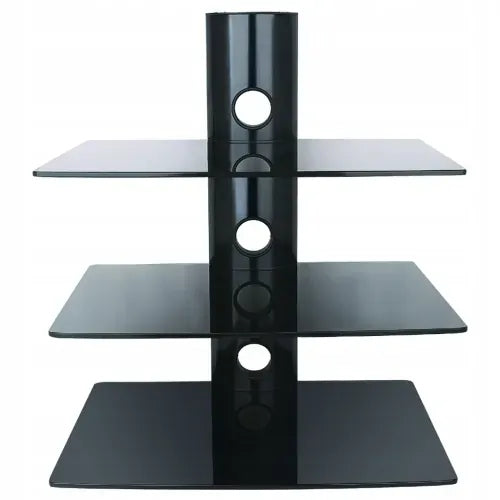GLASS WALL SHELF TRIPLE FOR DECODER TUNER DVD REMOTE CONTROLS LIFTING CAPACITY UP TO 30KG Brand Art