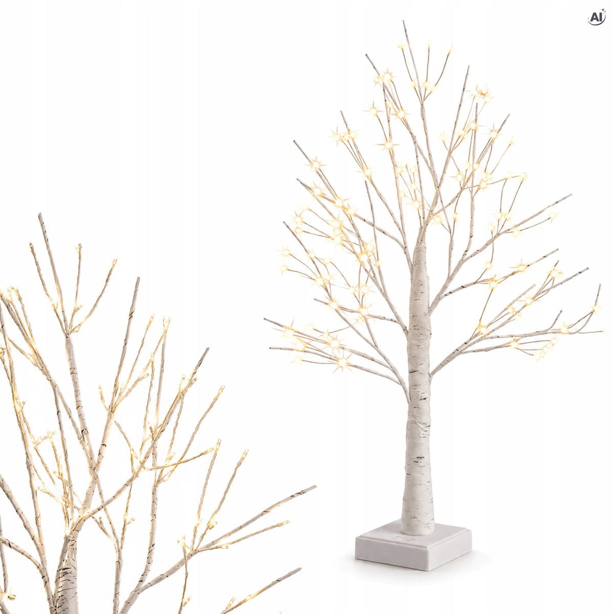 GLOWING CHRISTMAS TREE WARM LED LIGHTS BIRCH DECORATIVE