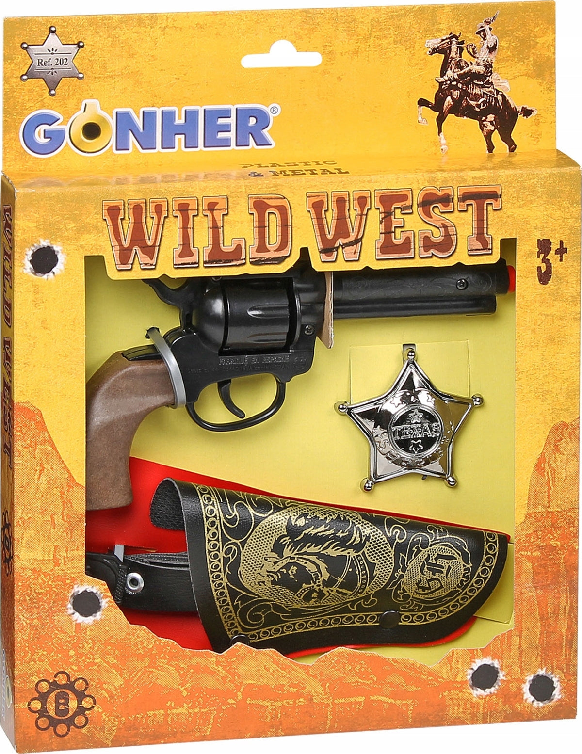 GONHER Cowboy set Revolver with holster 202/0 + CARTRIDGES 96/08