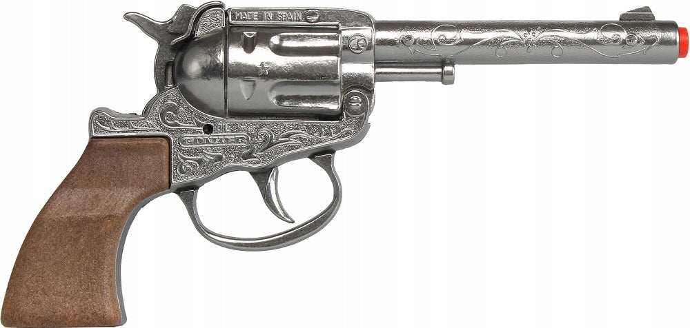 GONHER Metal cowboy revolver 18,5 cm + CARTRIDGES 101/0 Packaging status original