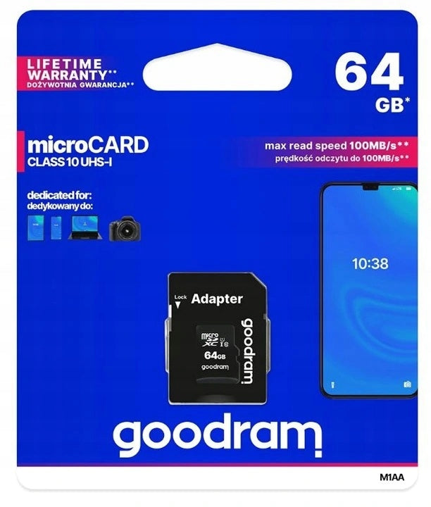 GOODRAM MEMORY CARD 64GB MICRO SD XC CLASS 10