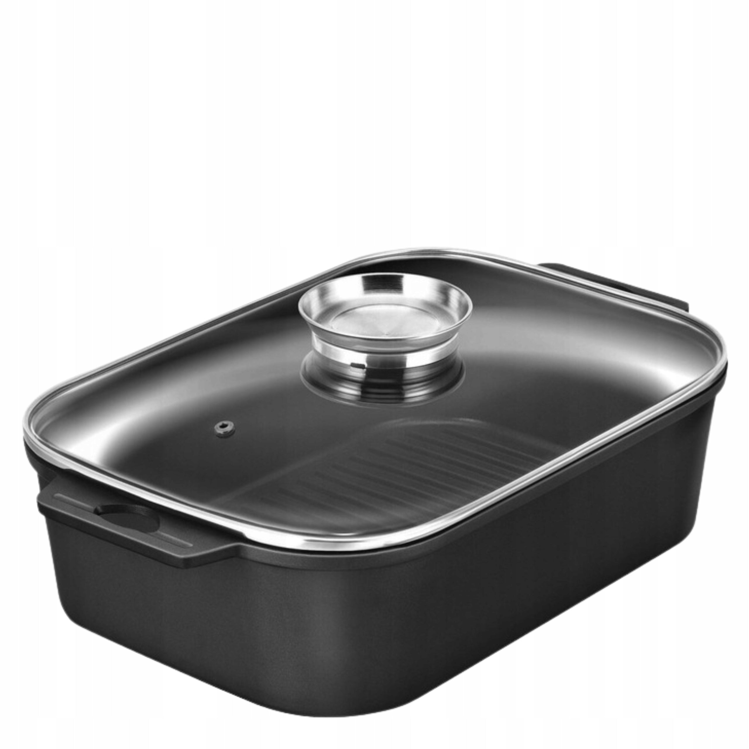 GOOSEBERRY ALUMINUM POT 7L PAN BLACK RIBBED WITH ATOMIZER COVER