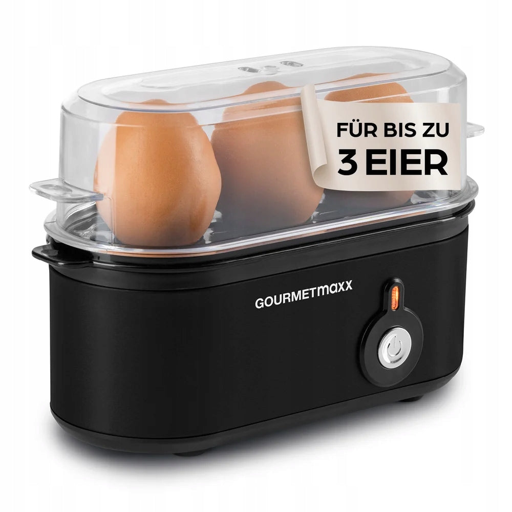 GOURMETmaxx Egg Cooker for 3 Eggs, 210 W, Black