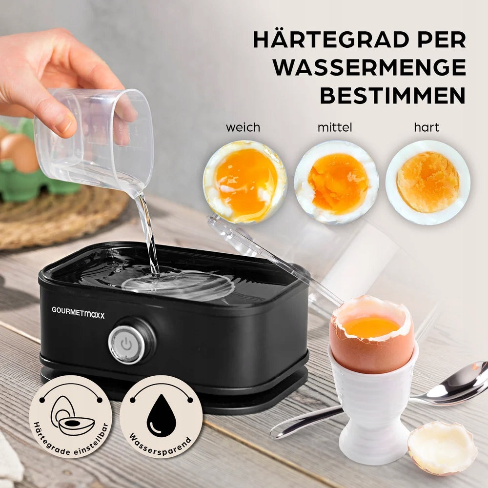 GOURMETmaxx Egg cooker for 6 pieces, 400 W, black Dominant color black