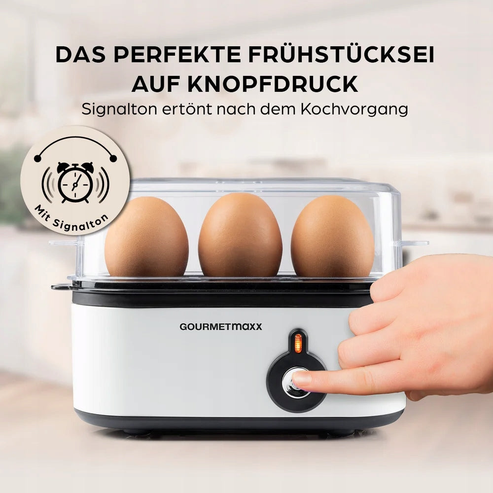 GOURMETmaxx egg cooker for 3 eggs, 210 W, white Brand Gourmetmaxx