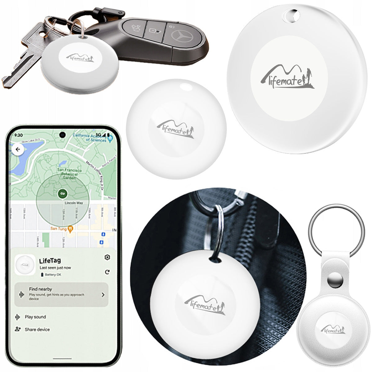 GPS Locator Lifemate Life Tag Android+ CASE KEYCHAIN for collar backpack