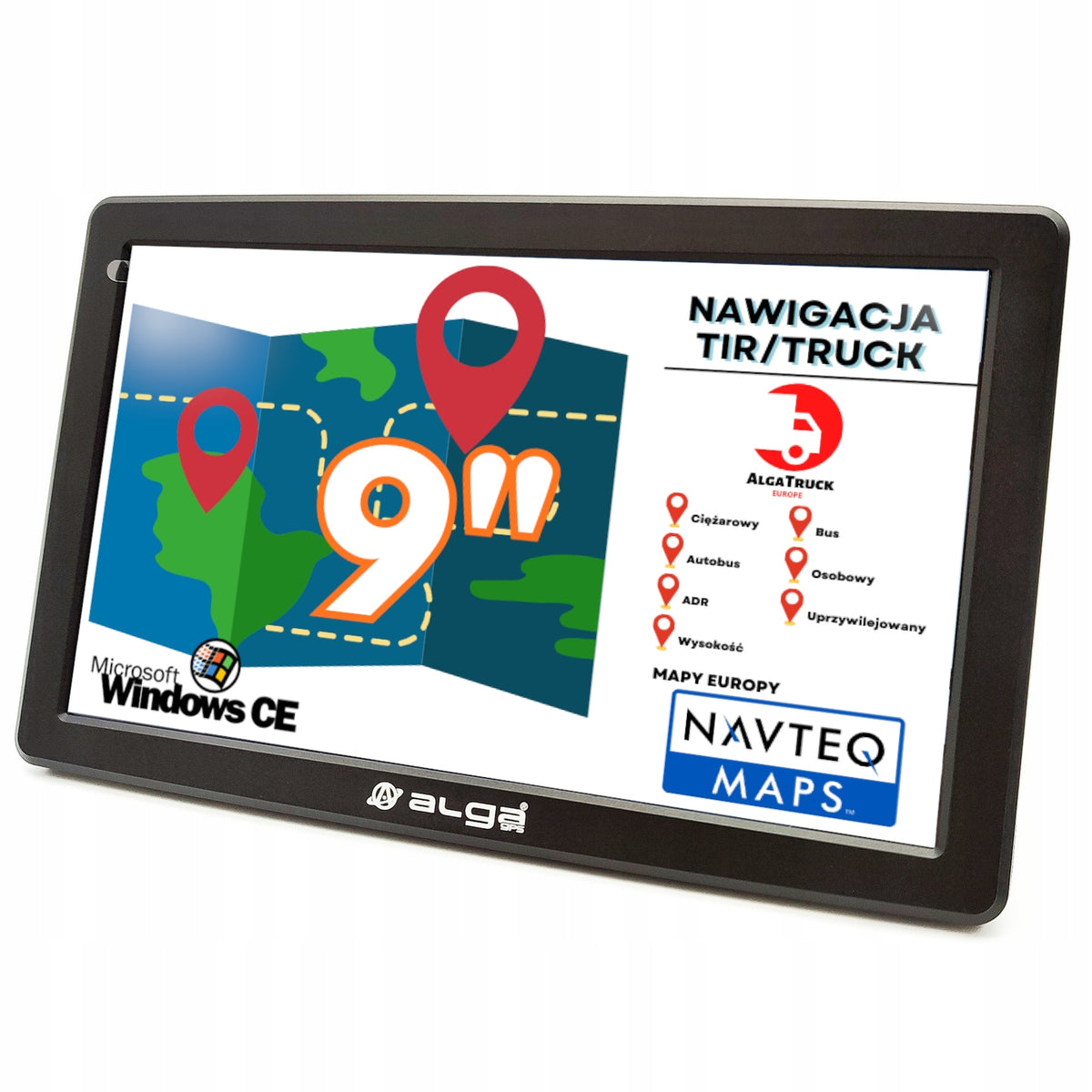 GPS Navigation Alga A9 PRO 9" AlgaTrack 2026 Tir/Bus ADR