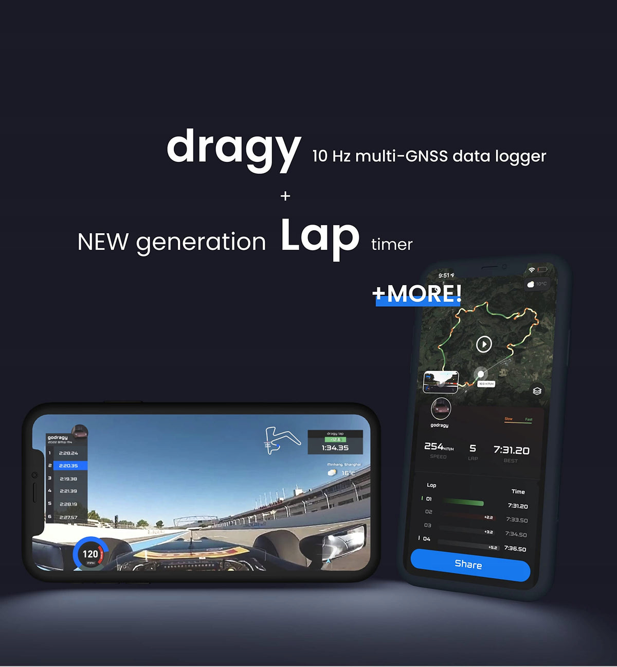 GPS Performance Meter For Car 25 Hz Bluetooth Screen Dragy DRG70 C Model DRG70-C