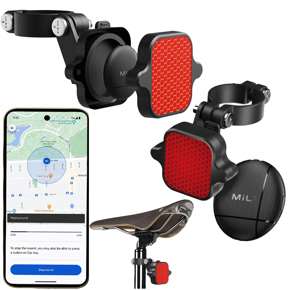 GPS locator LiTag MiLi reflector for bike light Android