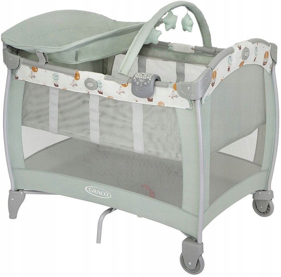 GRACO COT + CHANGING TABLE + HEADBAND + VIBRATION - Contour Electra Up & Away