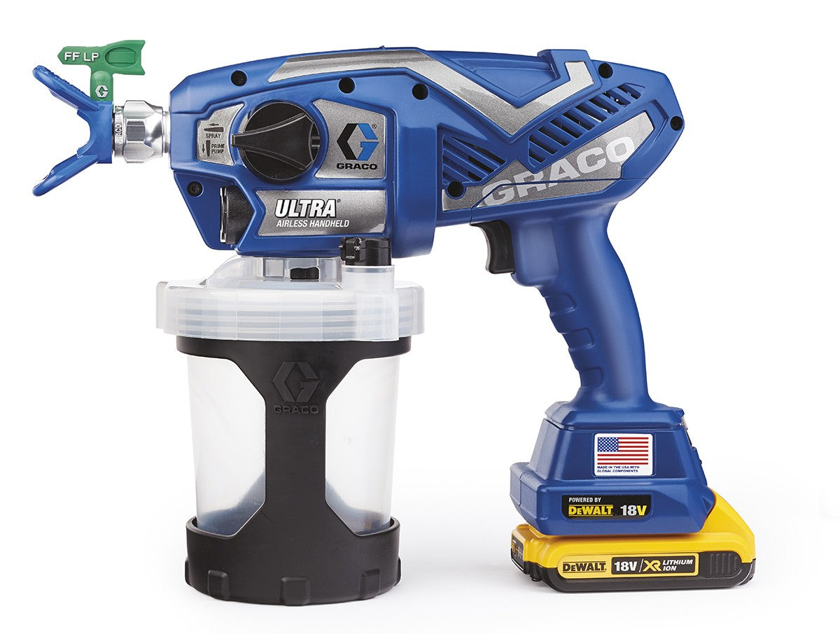GRACO ULTRA AIRLES PAINT GUN ( 2 x AKU. 2AH DEWALT+ NICE ) + BAG Brand Graco