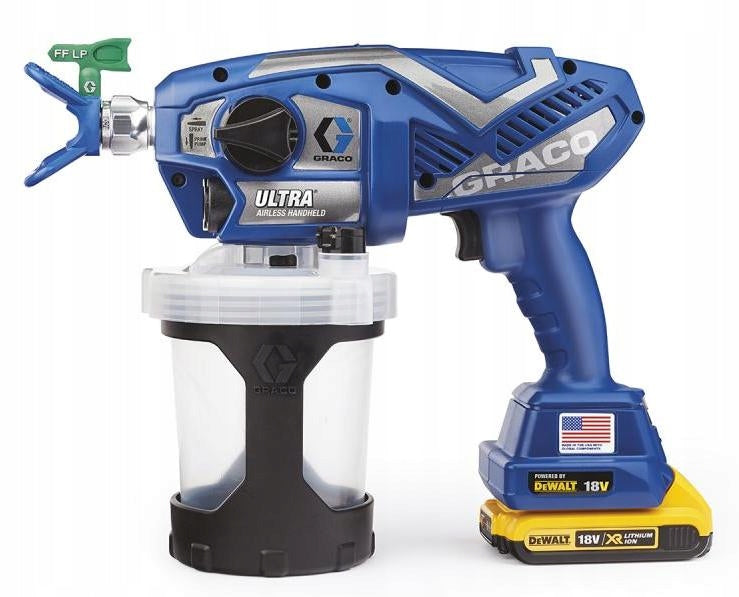 GRACO ULTRA AIRLES PAINT GUN ( 2 x AKU. 2AH DEWALT+ NICE ) + BAG Manufacturer code 17M366