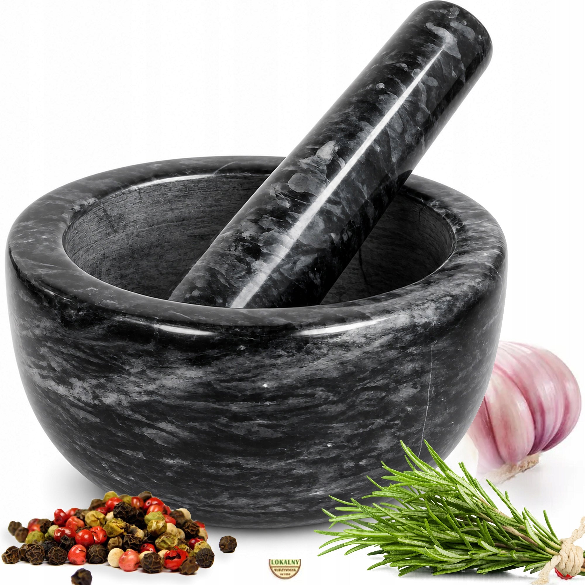 GRANITE MORTAR STONE KITCHEN FOR GRINDING SPICES PESTO PESTLE
