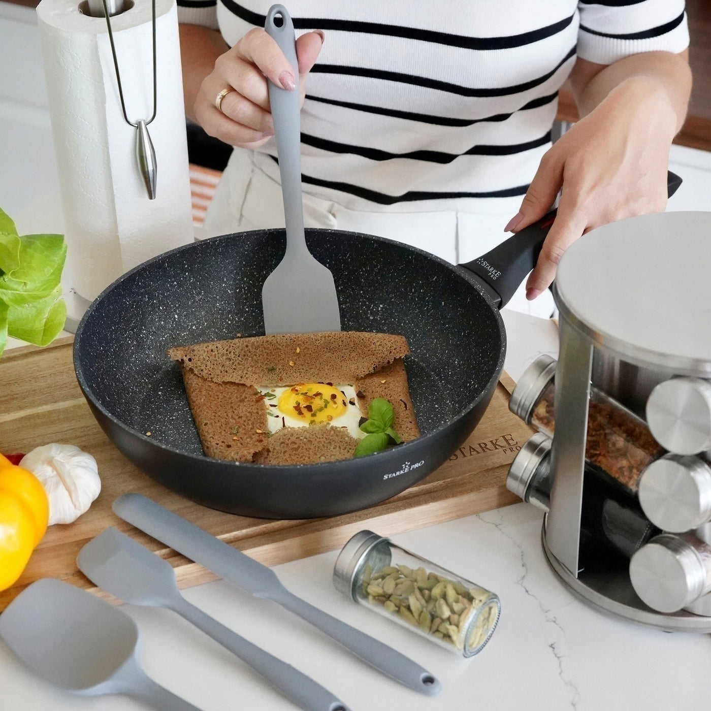 GRANITE PAN Deep Non-STICK Induction Starke Pro Piccante 28 Brand Starke Pro