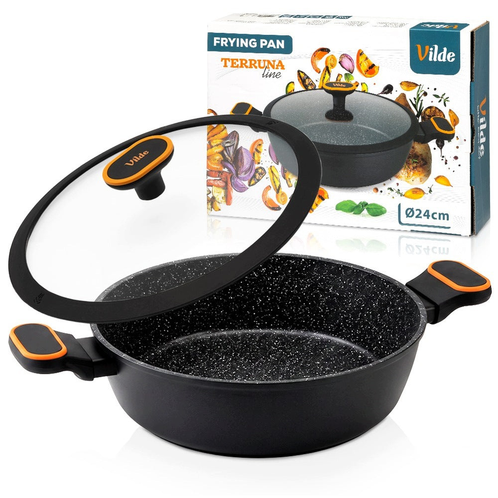 GRANITE frying pan for deep frying with lid VILDE 24 cm 2L