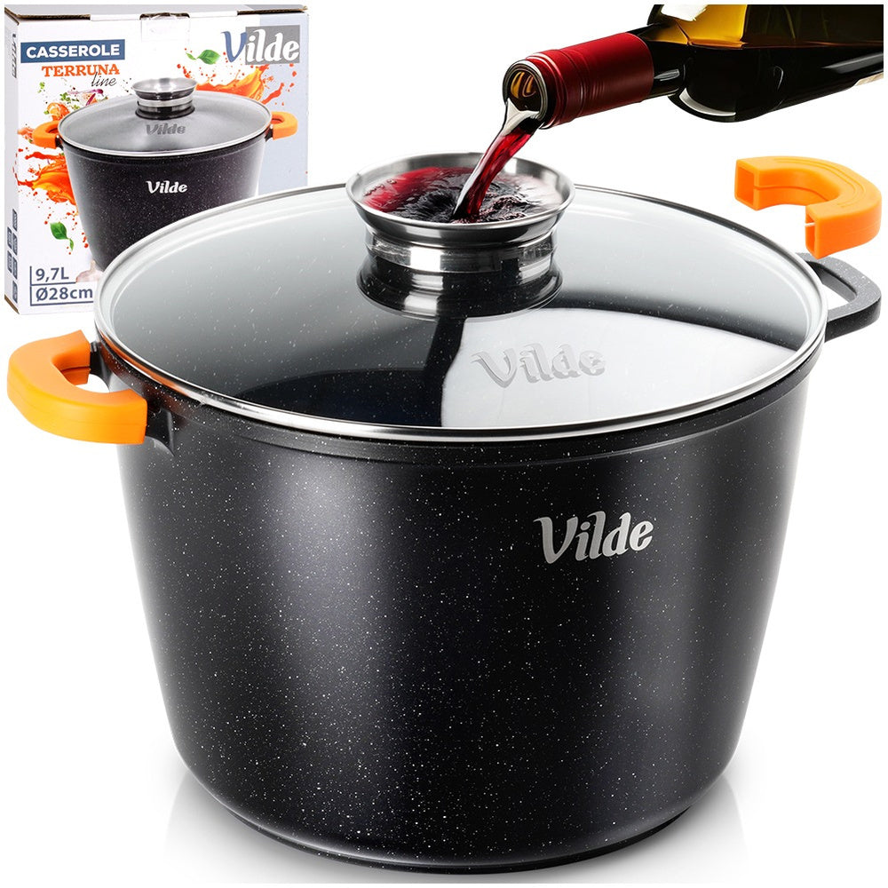 GRANITE pot with lid for cooking stewing baking 28 cm 9,7L