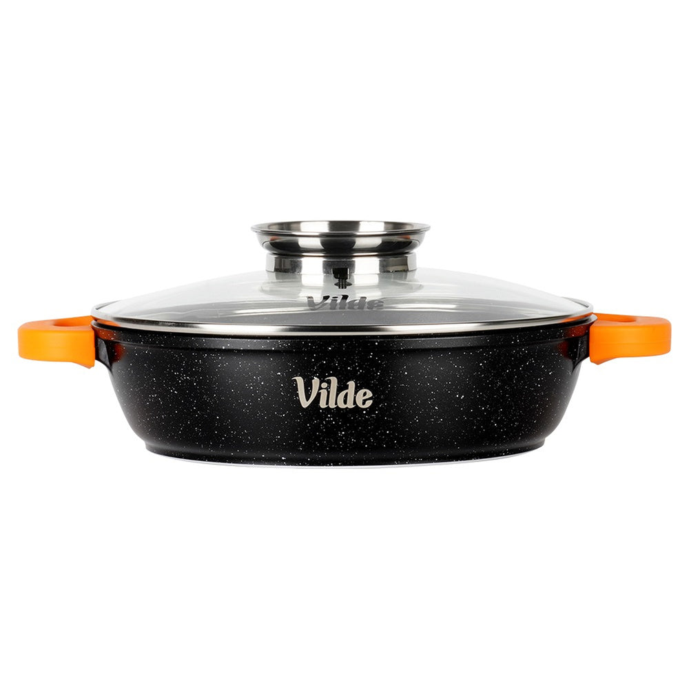 GRANITe frying pan for frying stewing baking with lid 28 cm 3,3L Brand Vilde