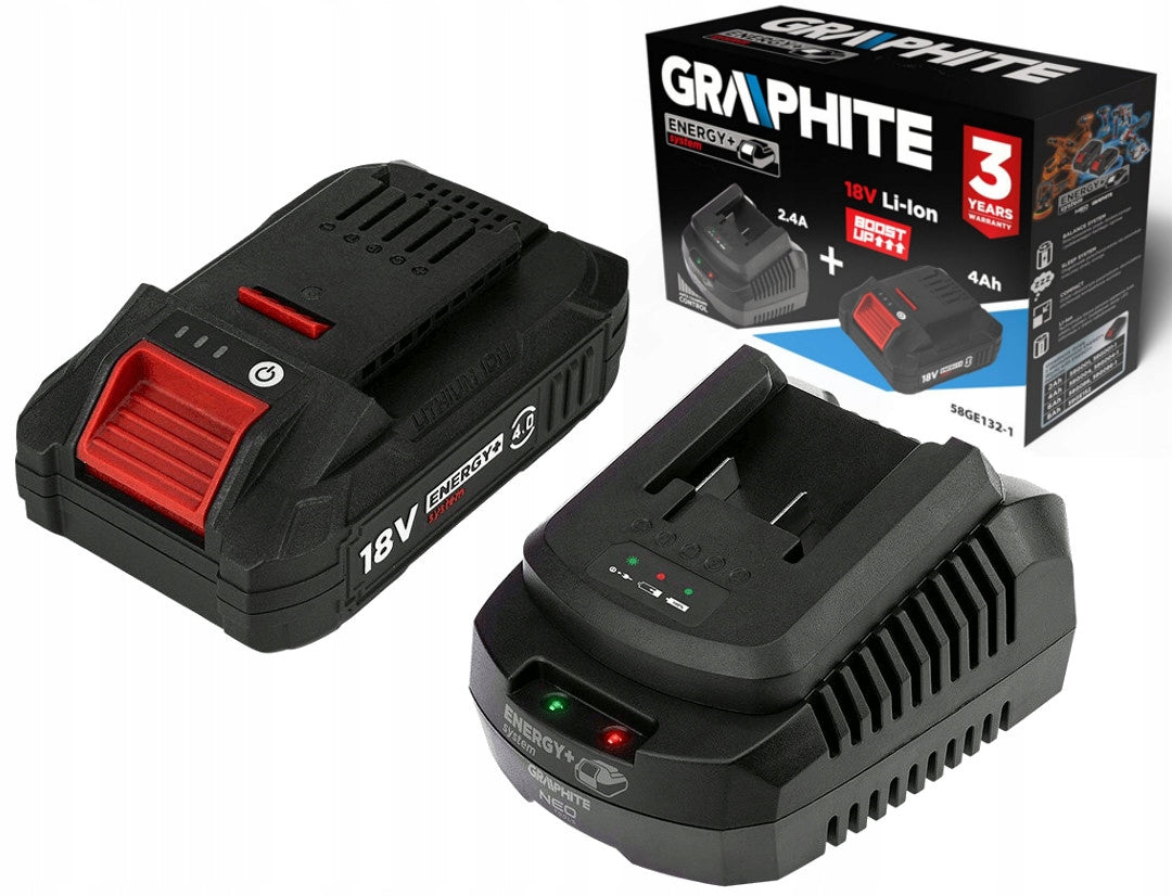 GRAPHITE Charger + Battery 4.0Ah Cell 21700 BOOSTUP Energy+ 58G004-1