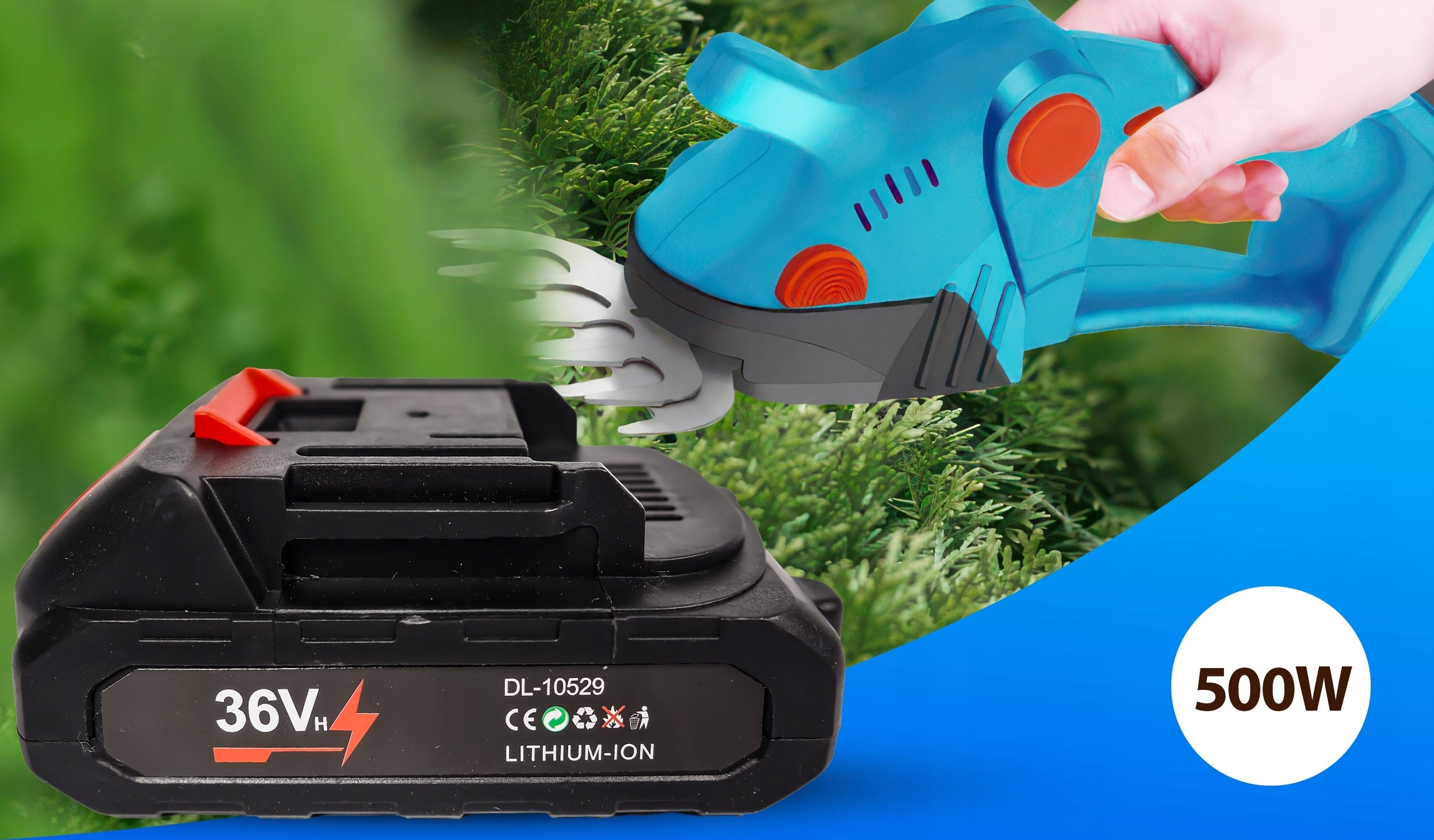 GRASS HEDGE TRIMMER ELECTRIC CORDLESS PRUNER Manufacturer code Nożyce do trawy akumulatorowe + 2x aku