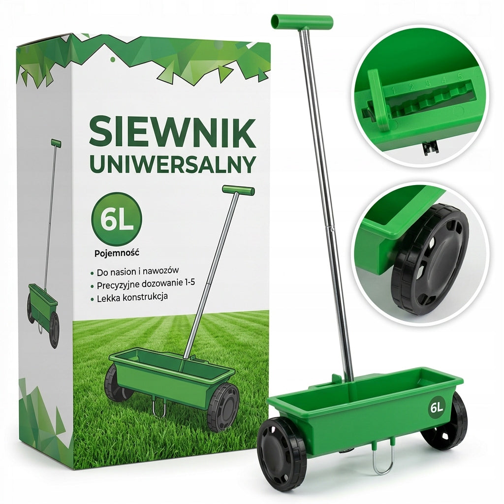 GRASS SEED DRILL 6l MANUAL GARDEN SAND SALT FERTILIZER SEED SPREADER