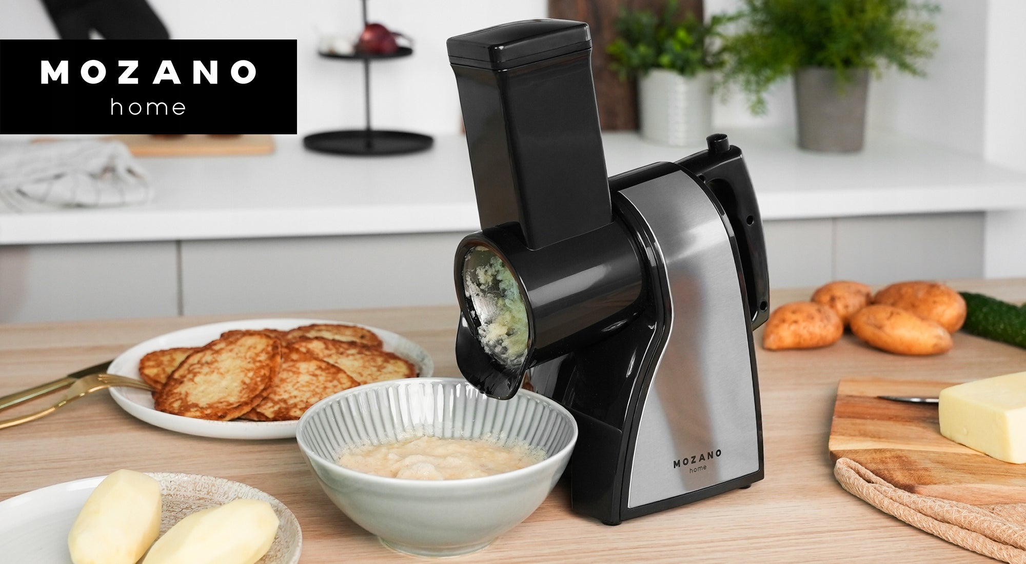 GRATER POTATO FRICTION MACHINE ELECTRIC SLICER 350W STRONG 4in1 Brand Mozano