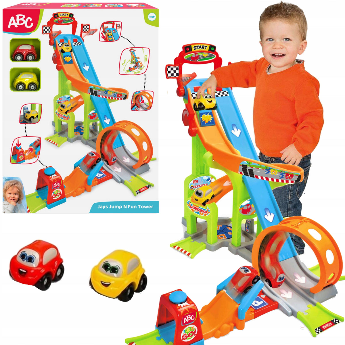 GREAT GARAGE RACE TRACK WITH LAUNCHER LOOP 2 CARS PETROL STATION WORKSHOP